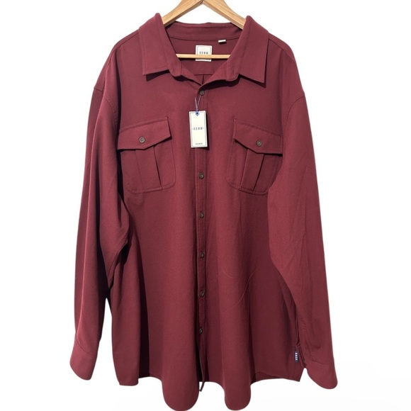 ROWM Men's Big &Tall Button-Up Shirt size 3XB Burgundy Collared Long Sleeve 4XB - Picture 1 of 12
